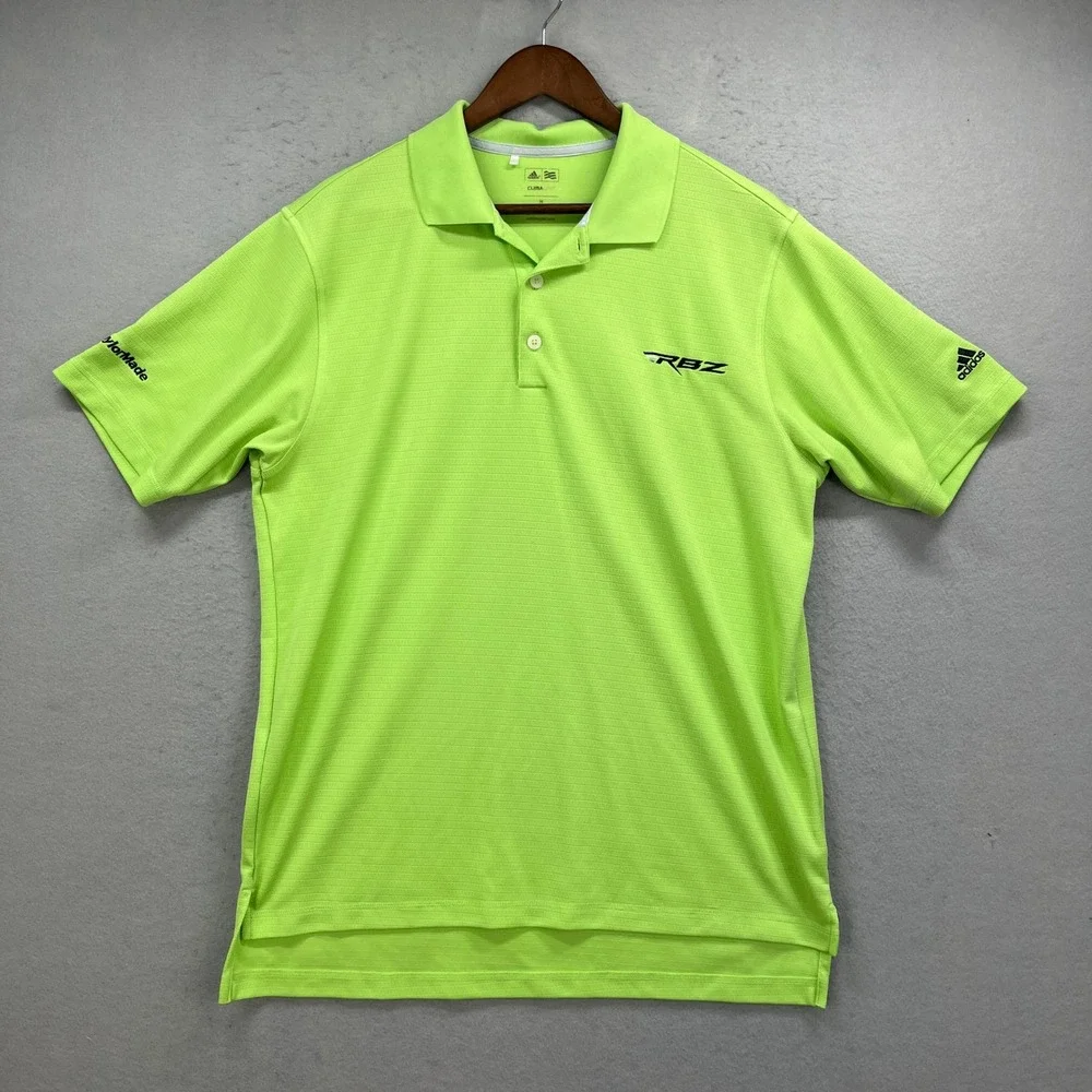 Adidas Polo Shirt Mens Medium Lime Green RBZ Taylor Made Neon ClimaLite Golf